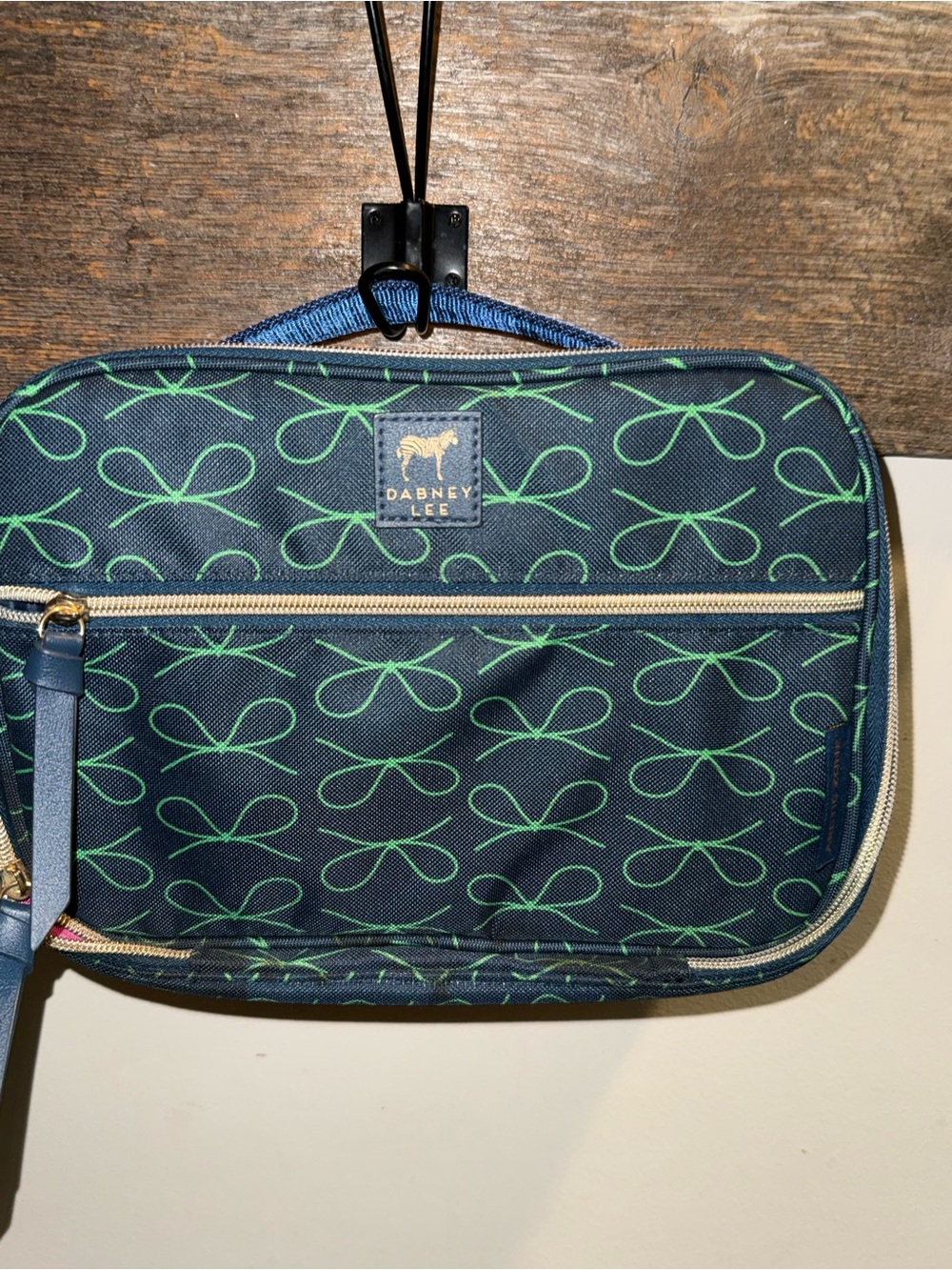 Dabney Lee Navy Artic Zone Lunch box with Lime Loop Print EUC